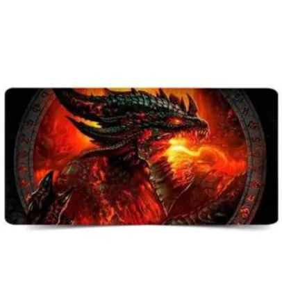 Mouse Pad Gamer Extra Grande 700x350x3mm Bordas Costuradas Base Antiderrapante Dragão | R$ 13,99