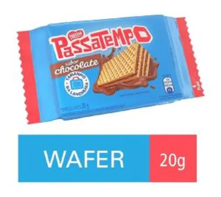 [Prime + recorrência] Biscoito, Mini Wafer, Chocolate, Passatempo, 20g | Min.5 | R$0,62