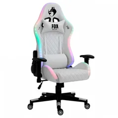 Cadeira Gamer FOX Racer RGB Branca - Logo Preta com Iluminação (Led)