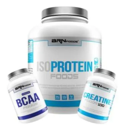 Kit Whey Protein Iso Protein Foods 2kg + Creatina 100g + BCAA 120 caps BRN FOODS