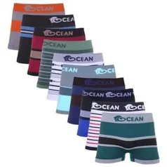 Kit Com 10 Cuecas Boxer Sem Costura Ocean Wear P, M e G por R$ 39