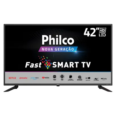 Smart TV philco 42 LED Resolução FullHD com Dolby Audio e Midiacast - TV PTV42G10N5SKF LED