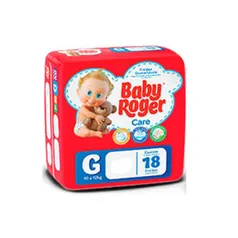 Fralda Baby Roger Care Jumbinho - G - Pacote Com 18 Unidades