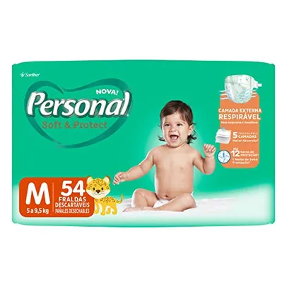 Fralda Descartável Soft and Protect Mega, Personal, Média, 54 unidades