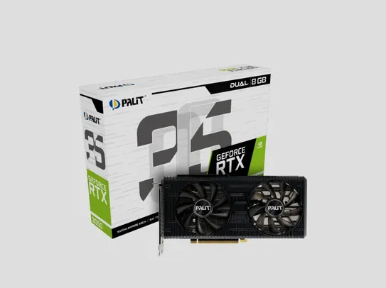 Placa de Vídeo Palit GeForce RTX 3050 Dual, LHR, 8GB, GDDR6, DLSS, Ray Tracing, NE63050019P1-190AD