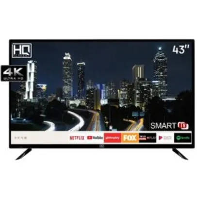 [R$1.178 AME+CC Shoptime] Smart TV LED 43" HQ HQSTV43NY UHD 4K | R$1.309