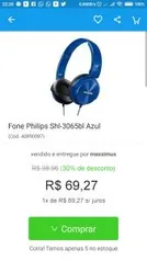 Fone Philips Shl-3065bl Azul por R$ 69