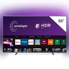 Smart TV LED 55'' Philips 55PUG6794 4K Ultra HD AMBILIGHT 3 lados HDR10+ Dolby Vision Dolby Atmos Bluetooth Wifi 3 HDMI 2 USB - Prata