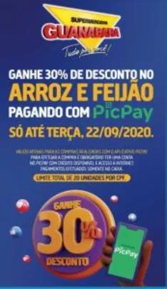 [PicPay] 30% OFF em Arroz e feijão nos Supermercados Guanabara pagando com Picpay