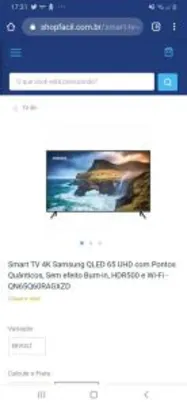 Smart TV 4K Samsung QLED 65" UHD com Pontos Quânticos, Sem efeito Burn-in, HDR500 e Wi-Fi - QN65Q60RAGXZD