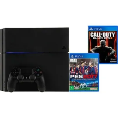 [Submarino]Console PS4 500GB + Game Call Of Duty: Black Ops III + Game PES 2017 + Controle Dualshock 4 - R$1.759,99 no Boleto
