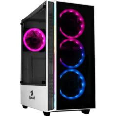 Gabinete Gamer Redragon Grapple, Mid Tower, Vidro Temperado, White, GC-607-WH, Sem Fonte, Sem Fan