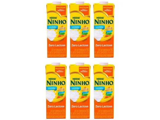 Kit Leite semidesnatado zero lactose UHT Ninho -Levinho 1L 6 unidades | R$24