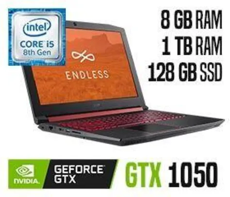 Notebook Gamer Acer Aspire Nitro 5 AN515-52-5771 Intel Core i5 8ª geração RAM 8GB HD 1TB SSD 128GB GeForce GTX 1050 15.6” Endless OS