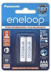 [PRIME] Pilha Recarregável Eneloop AAA (Palito), Panasonic, Cartela com 2 unidades R$40