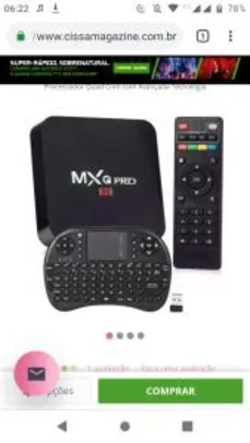 Smart TV Box MXQ Pro Android 6.0 4K + Mini Teclado Touch Preto por R$ 132