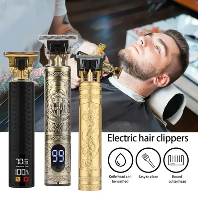 [Novas Conta R$ 4.98] Máquina profissional do corte do cabelo para homens, aparador elétrico sem fio