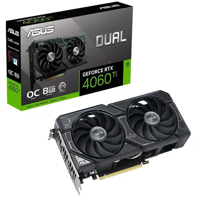 Placa de Vídeo RTX 4060 Ti OC Edition Asus NVIDIA GeForce, 8 GB GDDR6, DLSS, Ray Tracing - DUAL-RTX4060TI-O8G