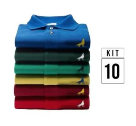Kit com 10 Camisas Polo masculinas Tecido Piquet - Vira Lata Wear - R$260