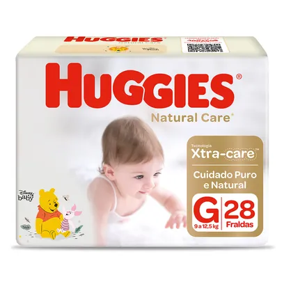 Product photo Fralda Descartável Infantil Huggies Natural Care Xtra-Care G Pacote 28 Unidades