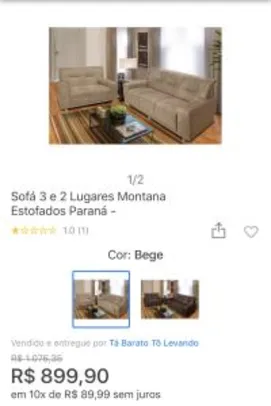 Sofá 3 e 2 Lugares Montana Estofados Paraná R$900