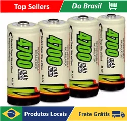 [Do Brasil] 4 Pilha AA Recarregavel 4700mAh