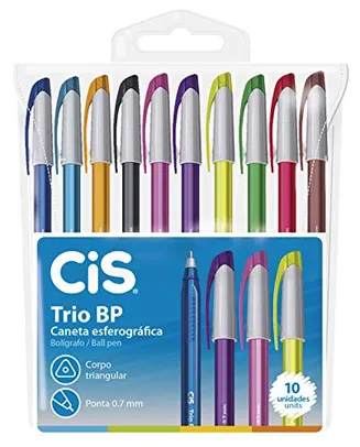 Caneta Esferográfica Trio Bp 10 Cores, CIS