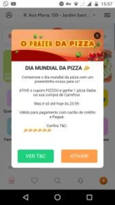 [Usuários selecionados] Rappi | Pizza Sadia grátis no Carrefour