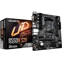 Placa Mãe Gigabyte B550M S2H, Chipset B550, AMD AM4, mATX, DDR4, 9MB55MS2H-00-10 R$ 759