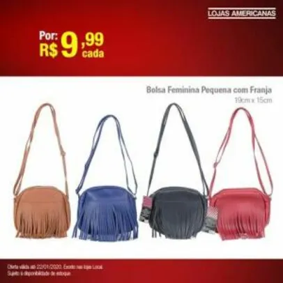 Bolsa feminina pequena com franja