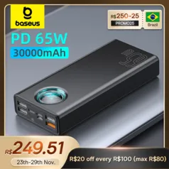 Baseus 65w Power Bank 30000mah Pd Carga Rápida