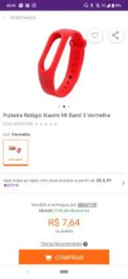 Pulseira Relógio Xiaomi Mi Band 3 Vermelha | R$8