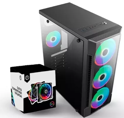 Gabinete Gamer + Cooler Gamer Com Lateral De Vidro Bivolt