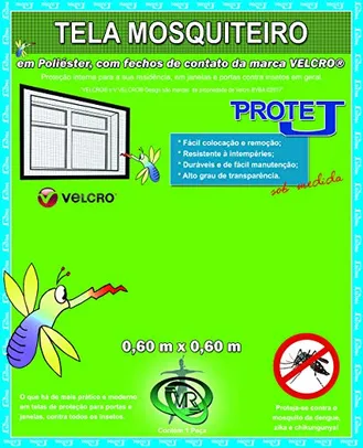 Tela Mosquiteiro Com Velcro Protej Preta 60x60cm