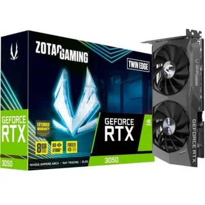 Placa de Vídeo Zotac Gaming NVIDIA Geforce RTX 3050 Twin Edge, 8GB, GDDR6, LHR, Ray Tracing, VR Ready - ZT-A30500E-10M