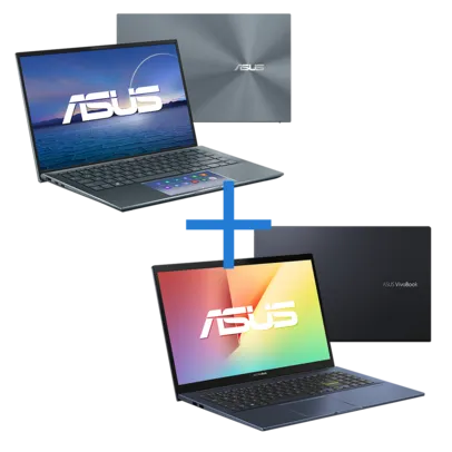 Notebook ASUS ZenBook 14 UX435EA-A5072T Cinza Escuro + Notebook ASUS VivoBook X513EA-EJ1062T Preto