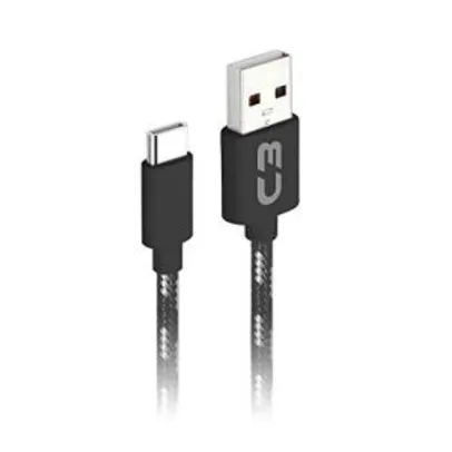 [PRIME] Cabo USB-USB C C3Plus, 1Metro, Preto e Cinza, 2A Cb-C11Gbk | R$10