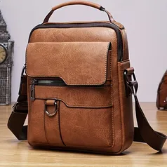 Bolsa de Ombro de Couro PU para Homens, Bolsas Crossbody