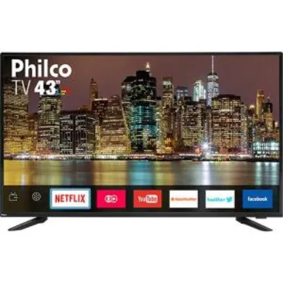 Smart TV LED 43" Philco PTV43E60SN Full HD com Conversor Digital 3 HDMI 2 USB Wi-Fi MidiaCast | R$ 1.060