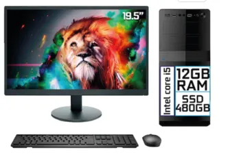 Computador Completo Intel Core i5 12GB SSD 480GB Monitor LED 19.5" HDMI EasyPC Go