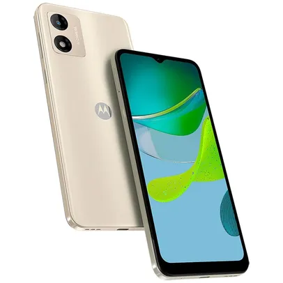 Smartphone Motorola Moto e13 Off White 64GB, 4GB RAM, Tela de 6.5, Câmera Traseira de 13 MP, Selfies de 5 MP, Android 13 Go e Processador Octa Core