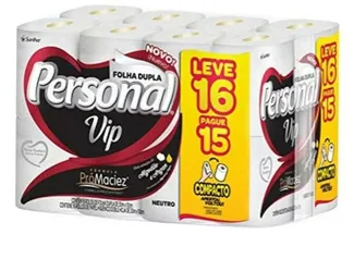 [PRIME + REC] Papel Higiênico VIP, Folha Dupla, Personal, 16 unidades, Branco | R$16