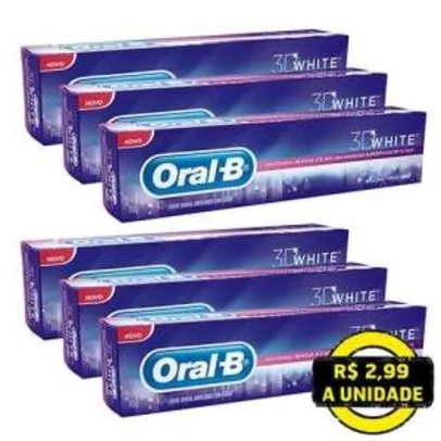 [Extra] Compre 3 e Leve 6: Creme Dental Oral-B 3D White Brilliant Fresh 70 g por R$ 18