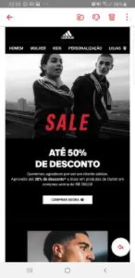 Descontos de até 50% no Outlet Adidas + 30% adicional para compras acima de R$300,00