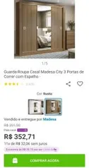 [APP] Guarda-Roupa Casal Madesa City 3 Portas de Correr com Espelho