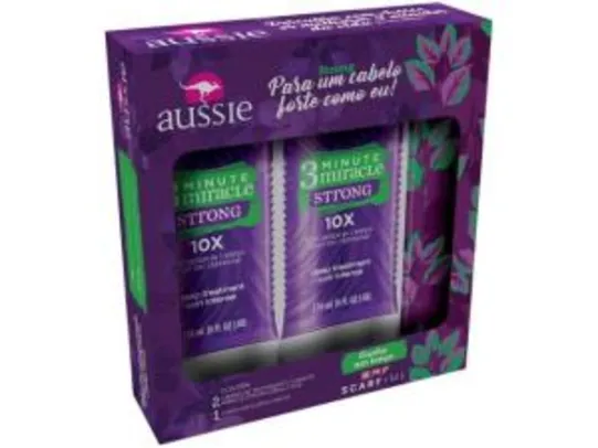 Creme de Tratamento Aussie Strong - 3 Minutos Milagrosos 236ml 2 Unidades com Lenço - R$33