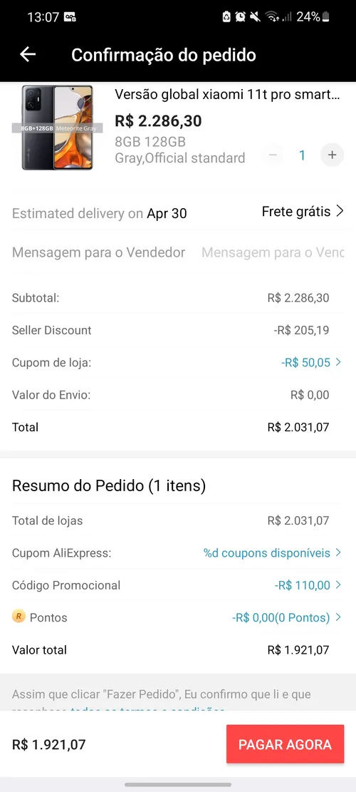 Imagem na descrição da promoção