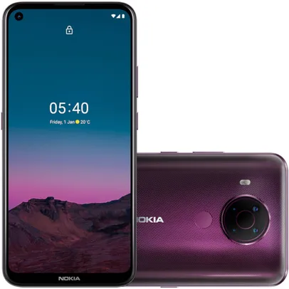 Smartphone Nokia 5.4 Tela 6.39 hd + 48MP + 5MP + 2MP + 2MP -128GB - 4GB ram Roxo NK026