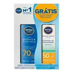 Kit Protetor Solar Nivea Sun Protect FPS70 200ml + Protetor Solar Facial FPS50 50ml