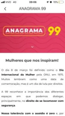 [BH, DF e GO] 15% OFF - Dia da Mulher no 99pop